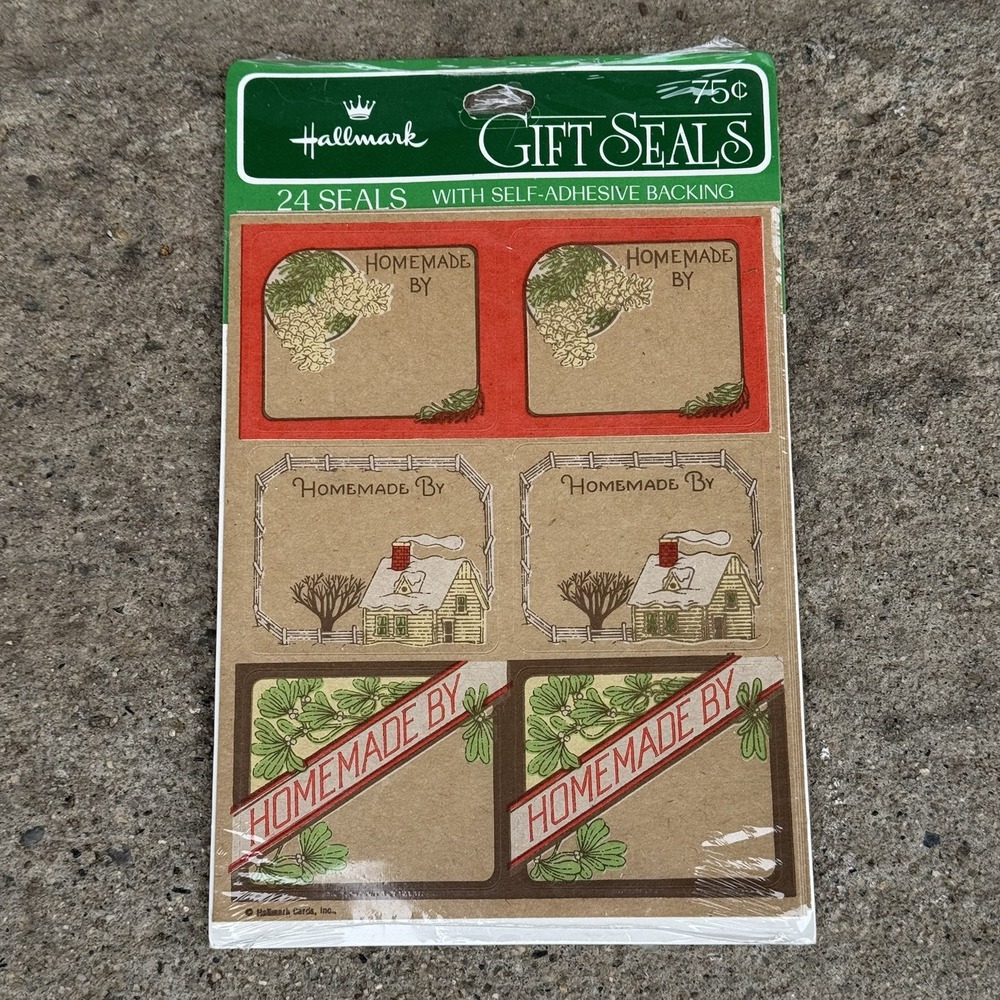 VTG Hallmark Gift Seals "Homemade By"‎ NEW 24 Pack